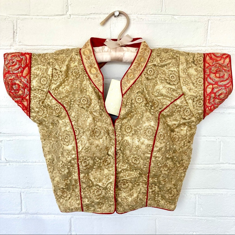 [New] Beautiful Gold / Natural Beige Blouse for Indian Clothes